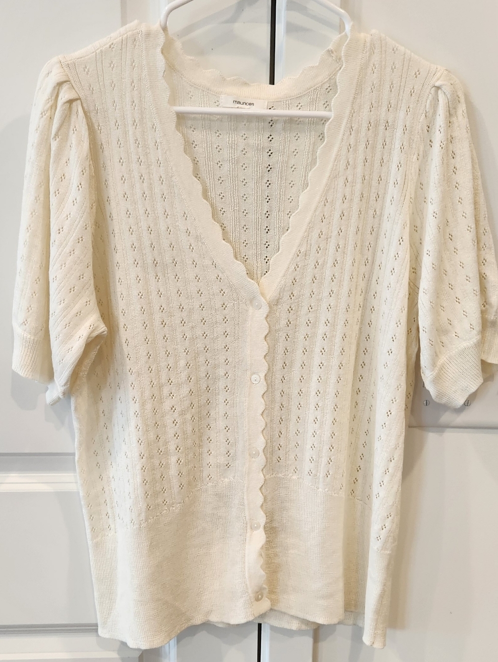 Maurices Cream Scalloped V-Neck Button Down Top
